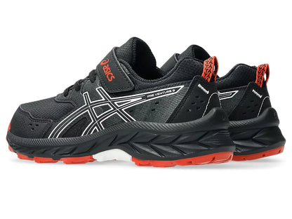 Asics Kid's Venture 9 Hook N' Loop Black/Red Running Shoes