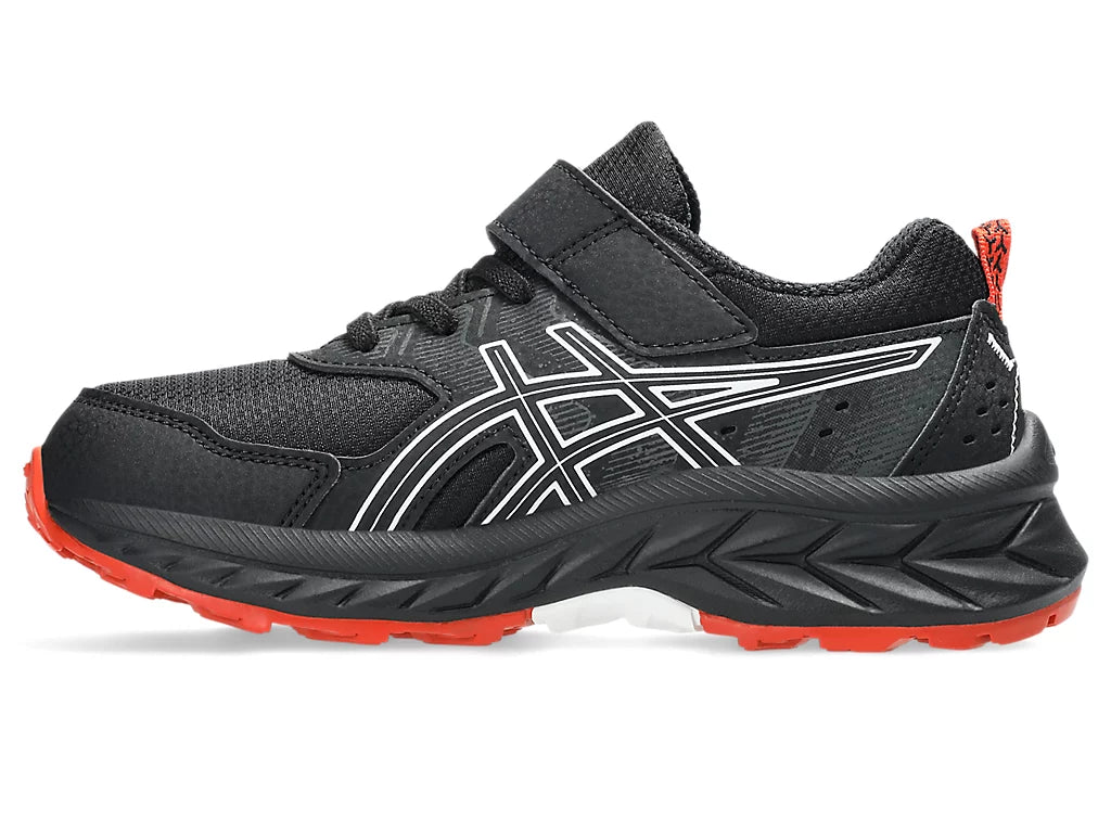 Asics Kid's Venture 9 Hook N' Loop Black/Red Running Shoes
