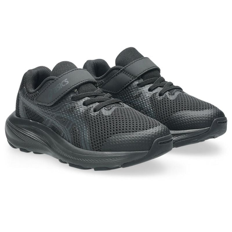 ASICS KID'S HOOK N' LOOP CONTEND 10 TRIPLE BLACK RUNNING SHOES