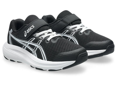 ASICS KID'S HOOK N' LOOP CONTEND 10 BLACK/WHITE RUNNING SHOES