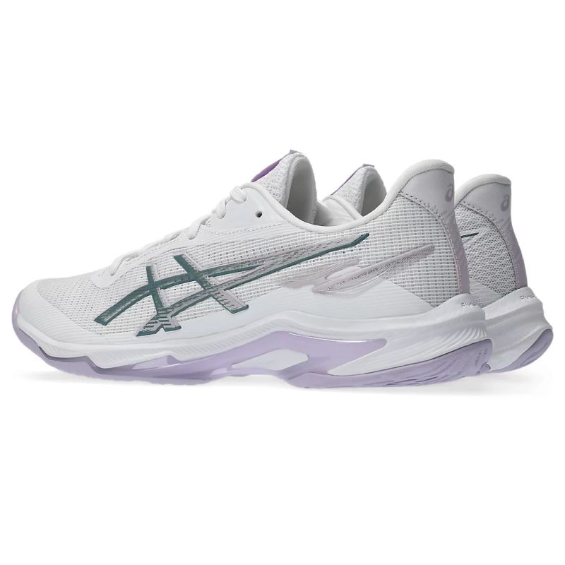ASICS WOMEN'S NETBURNER BALLISTIC FF 4 WHITE/DAHLIA NETBALL SHOES