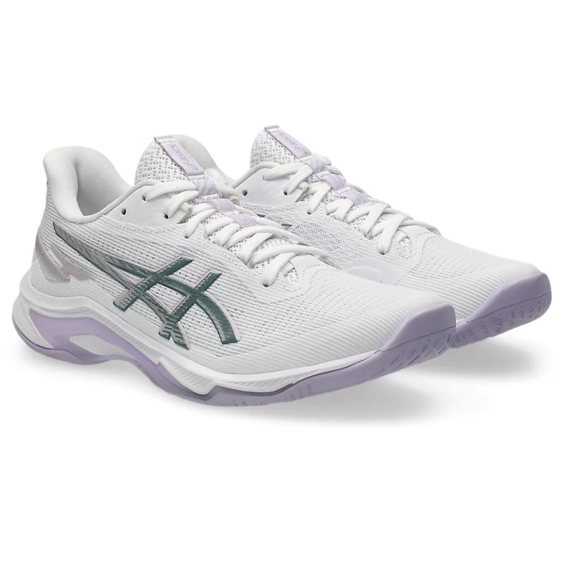 ASICS WOMEN'S NETBURNER BALLISTIC FF 4 WHITE/DAHLIA NETBALL SHOES