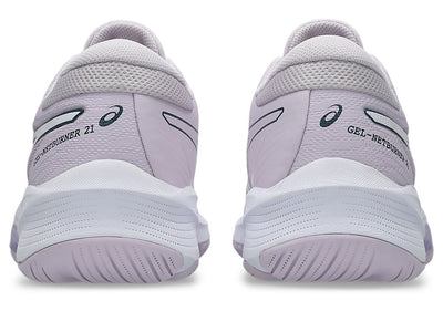 ASICS WOMEN'S GEL NETBURNER 21 DAHLIA/WHITE NETBALL SHOES (WIDTH D)