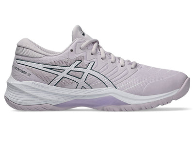 ASICS WOMEN'S GEL NETBURNER 21 DAHLIA/WHITE NETBALL SHOES (WIDTH D)