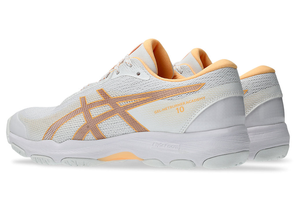 ASICS WOMEN'S GEL NETBURNER ACADEMY 10 WHITE/ROSE GOLD NETBALL SHOES