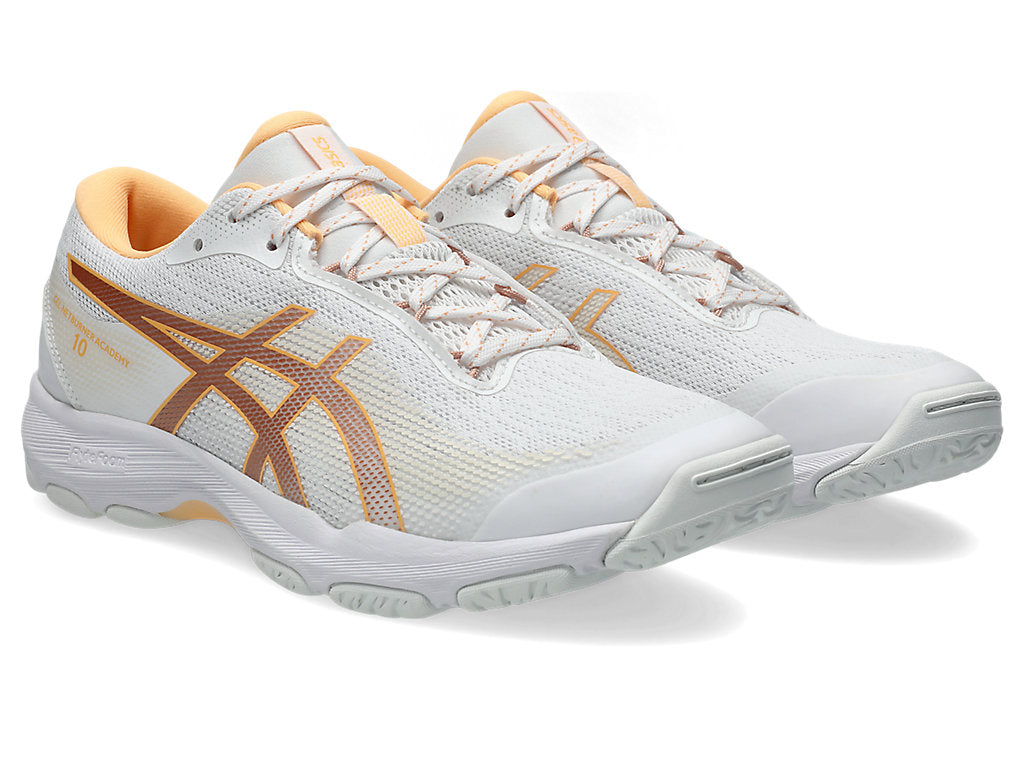 ASICS WOMEN'S GEL NETBURNER ACADEMY 10 WHITE/ROSE GOLD NETBALL SHOES