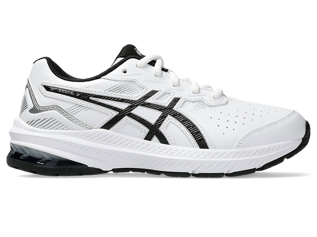 ASICS KID S GT 1000 LEATHER 2 GS WHITE BLACK RUNNING SHOES INSPORT