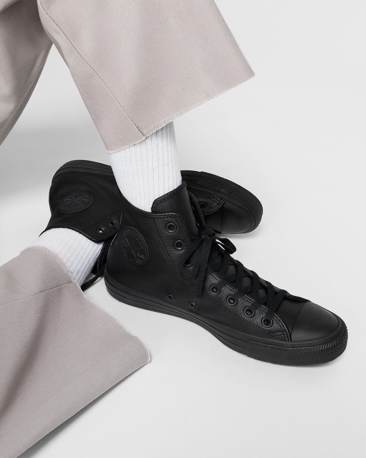 Converse Men's Chuck Taylor All Star High Top Triple Black Leather Shoe