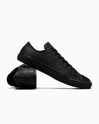 Converse Kids Chuck Taylor All Star Low Top Triple Black Leather Shoe