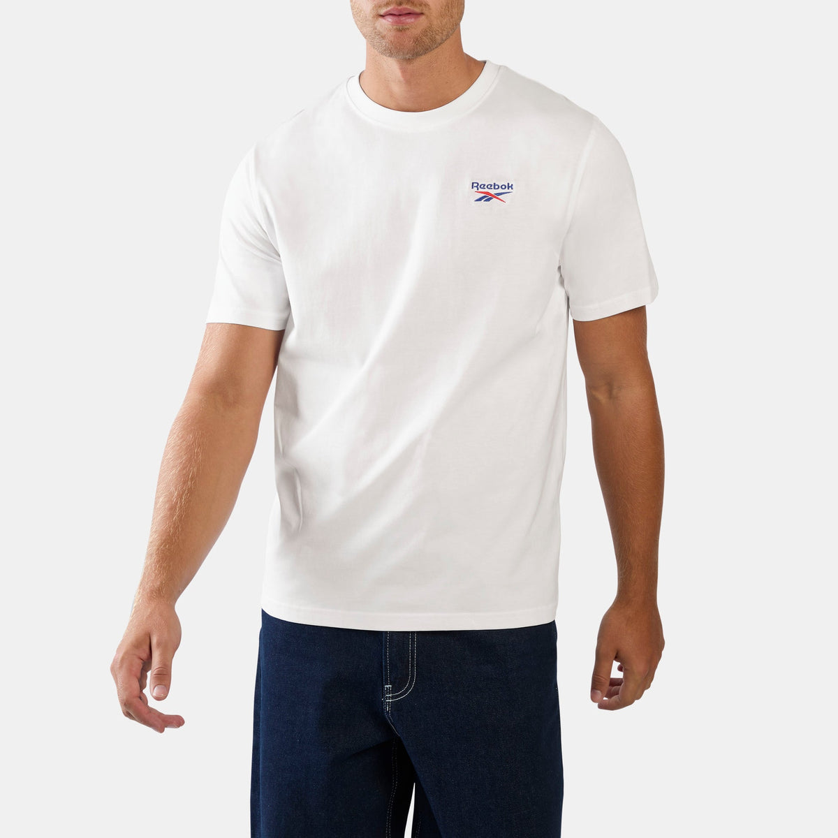 REEBOK MEN'S 2 COLOUR LOGO WHITE TEE