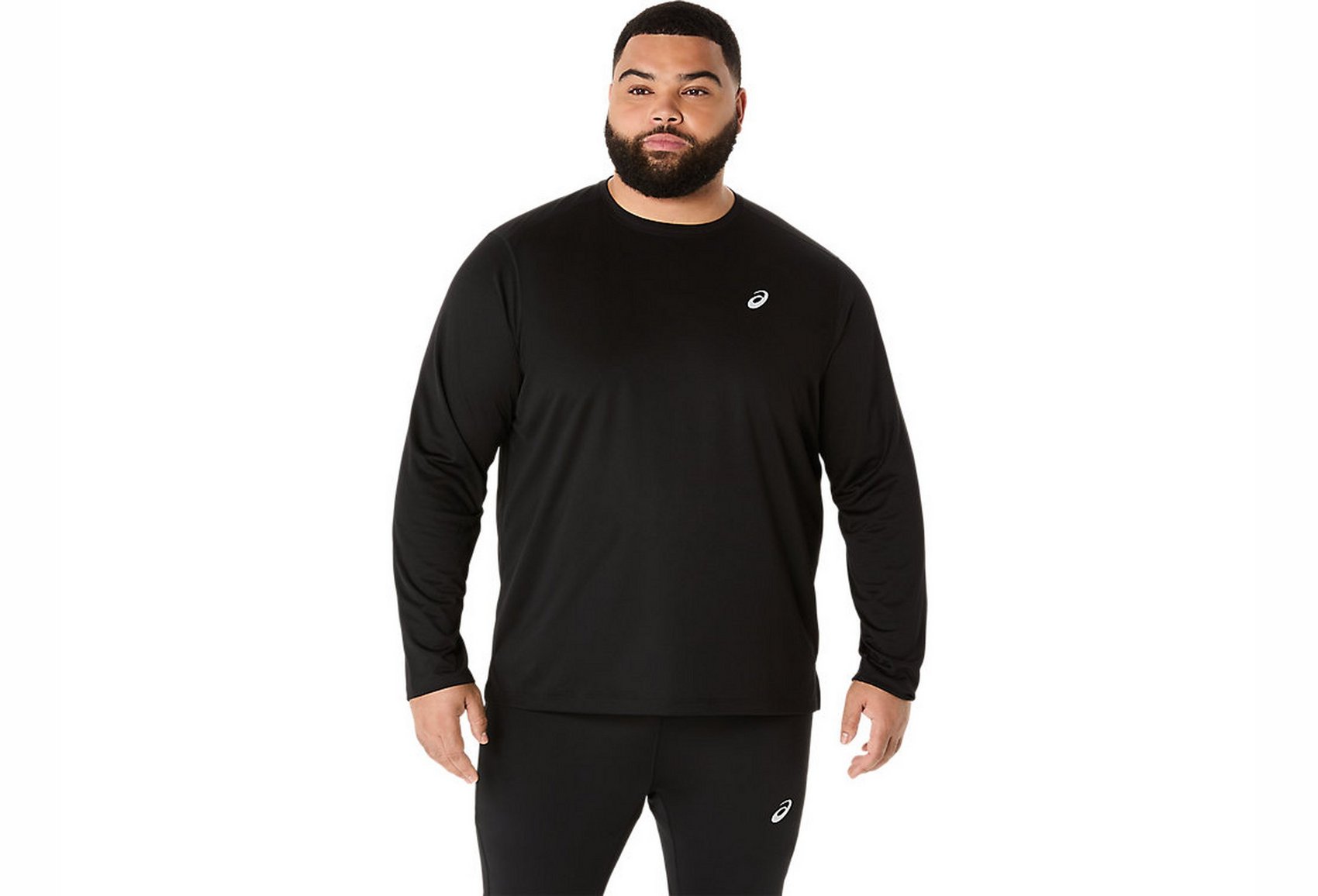 ASICS MEN'S SILVER LONG SLEEVE BLACK TEE