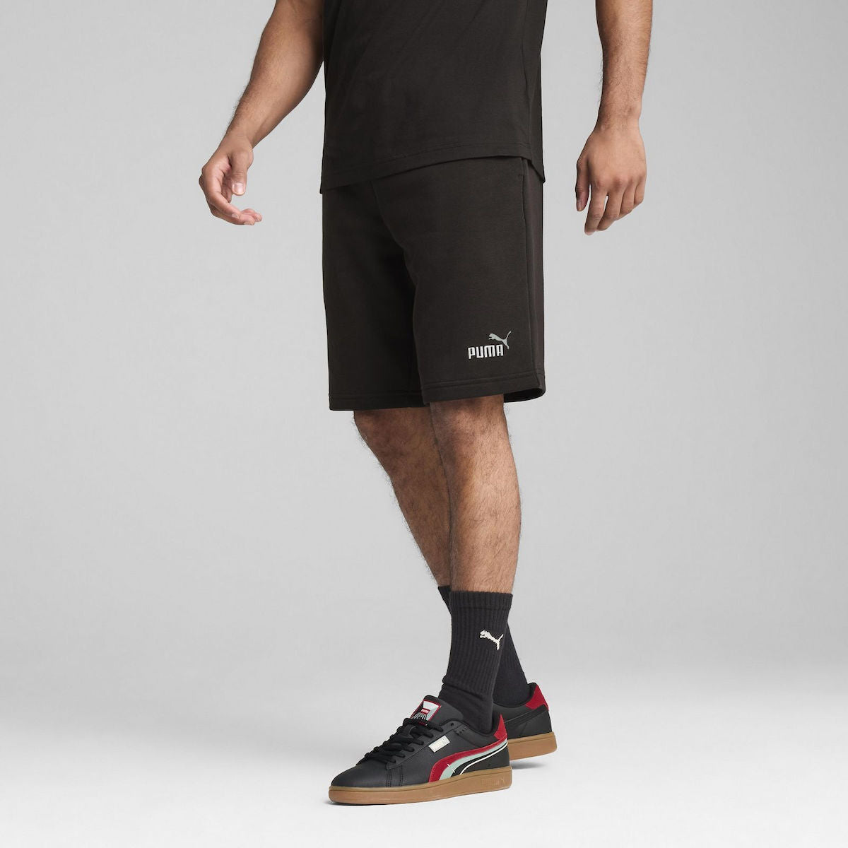 PUMA MEN'S ESSENTIALS 2 COLOUR NO. 1 LOGO BLACK SHORTS