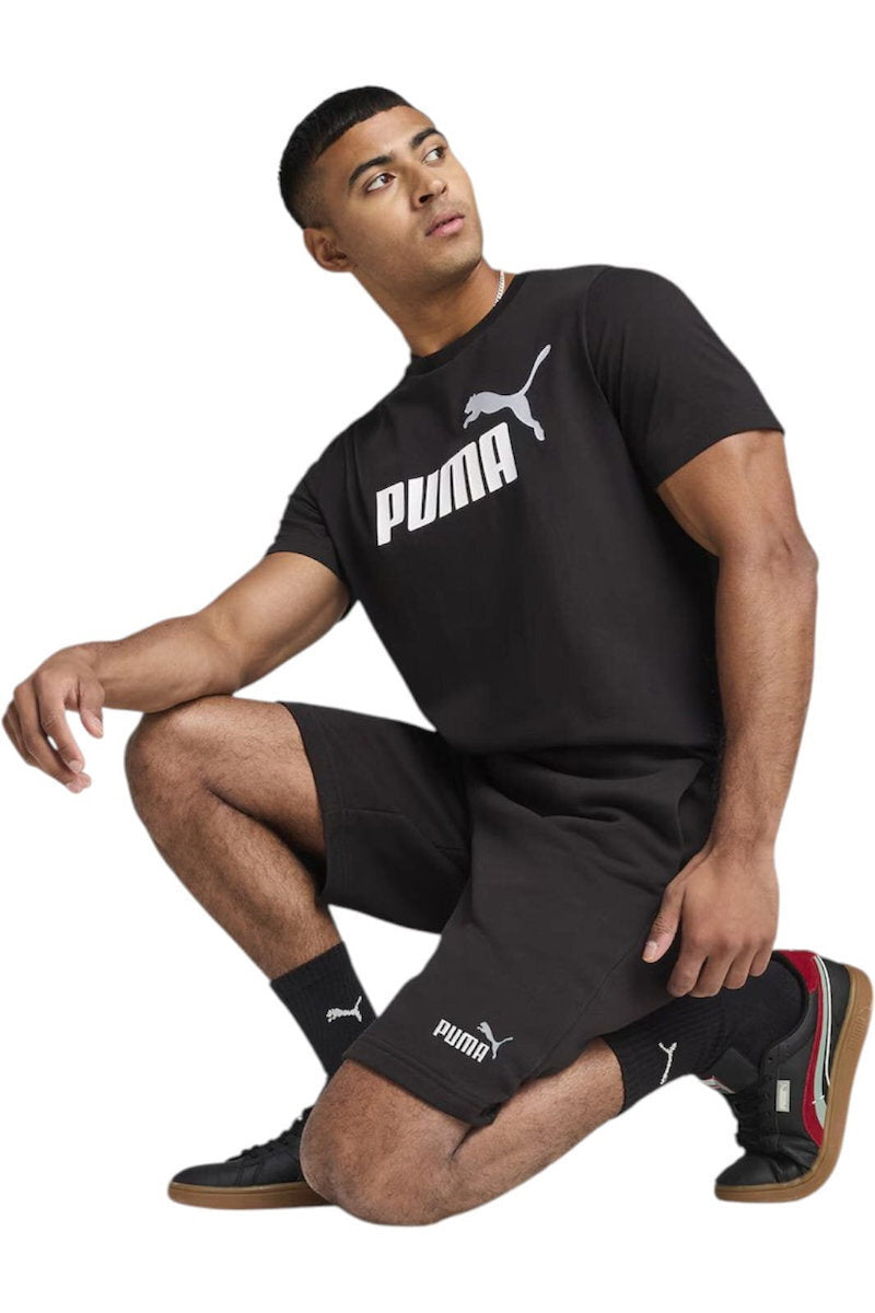PUMA MEN'S ESSENTIALS 2 COLOUR NO. 1 LOGO BLACK SHORTS
