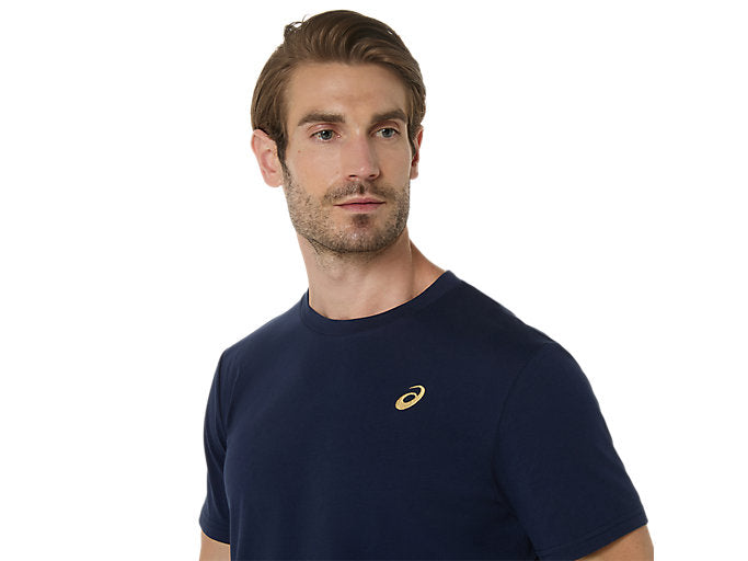 Asics Men's Spiral Embroidery Navy Tee