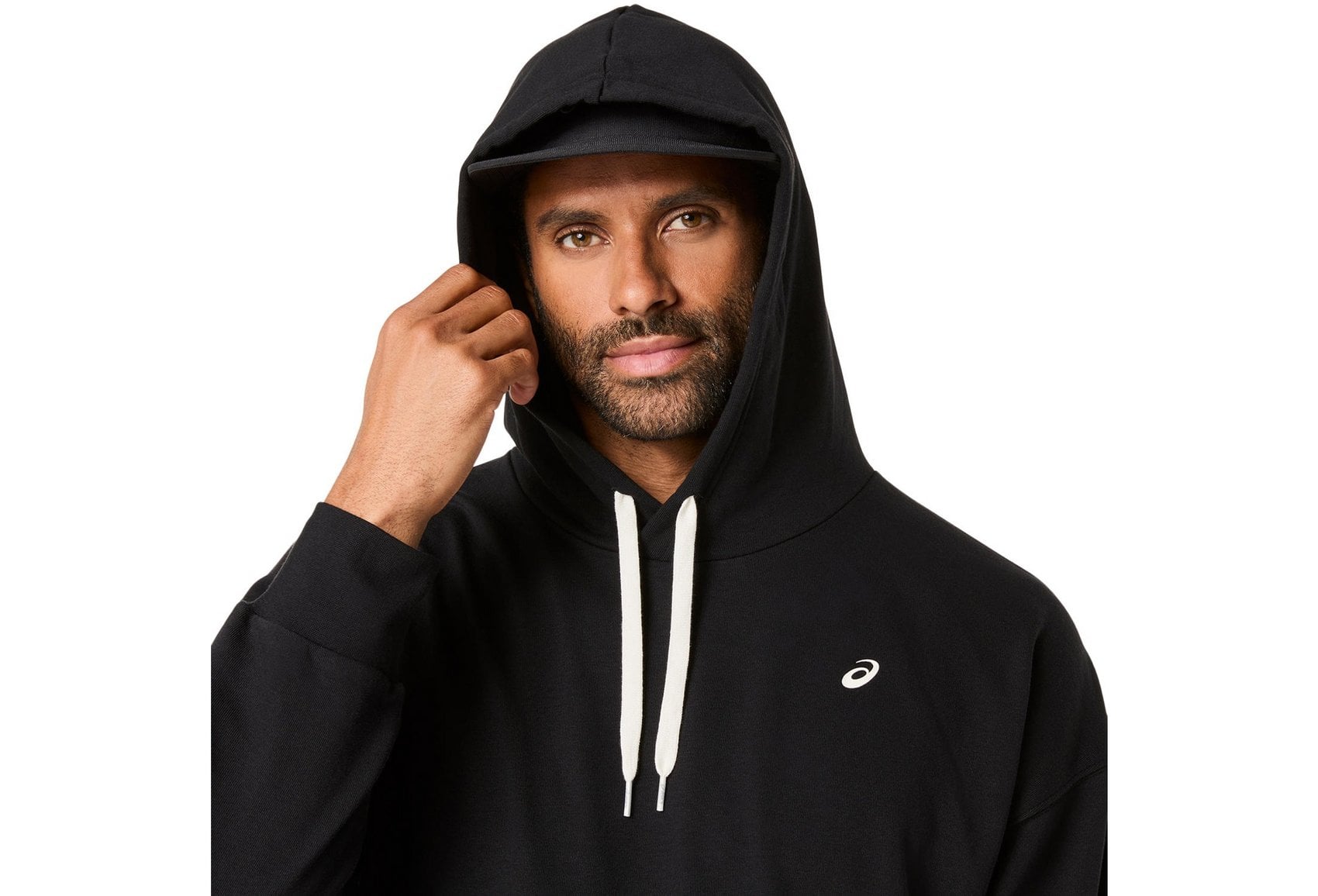 ASICS MEN'S FRENCH TERRY RELAXED PULLOVER BLACK HOODIE