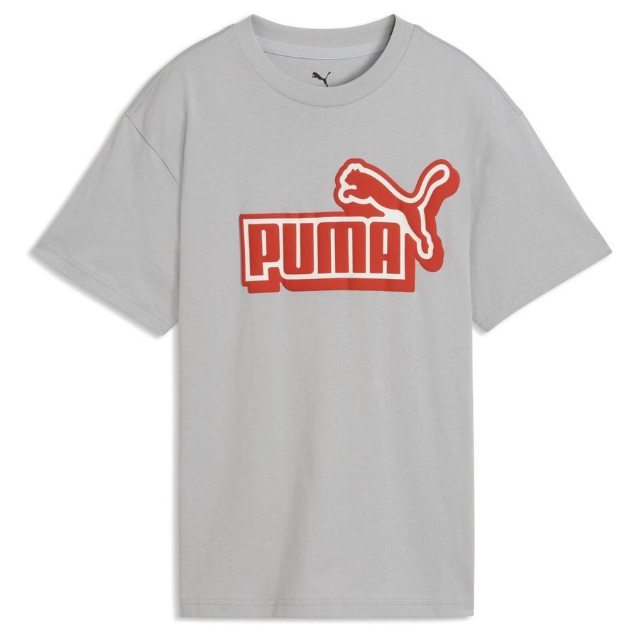PUMA KID'S ESSENTIALS LOGO LAB RELAXED GRAPHIC GREY/RED TEE
