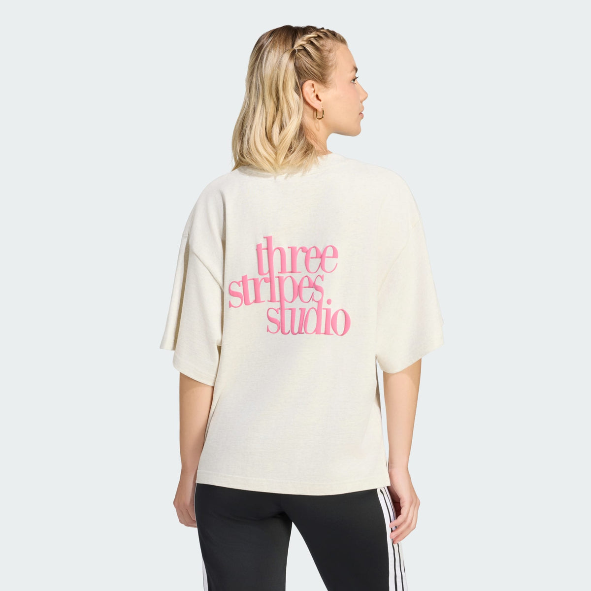 ADIDAS WOMEN'S 3-STRIPES STUDIO GRAPHIC CHALK WHITE TEE