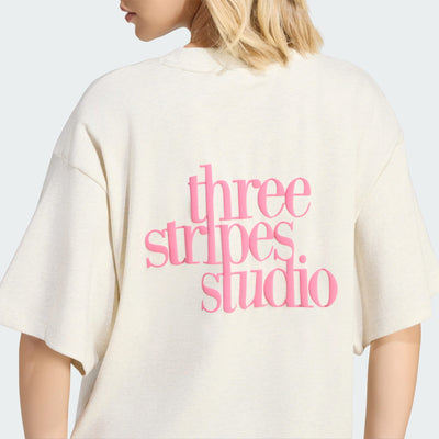 ADIDAS WOMEN'S 3-STRIPES STUDIO GRAPHIC CHALK WHITE TEE