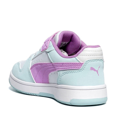 PUMA KID'S HOOK N' LOOP REBOUND V6 AQUA/MAUVE SNEAKER SHOES