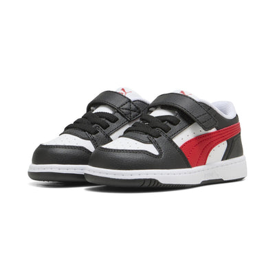 PUMA KID'S REBOUND SLAM LO BLACK/RED/WHITE SNEAKER SHOES