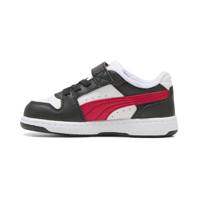 PUMA KID'S REBOUND SLAM LO BLACK/RED/WHITE SNEAKER SHOES