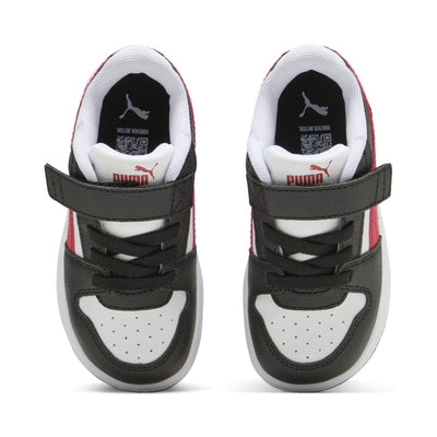 PUMA KID'S REBOUND SLAM LO BLACK/RED/WHITE SNEAKER SHOES