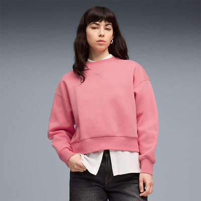 Puma Women's Elevated Oversized Crew Pink Sweatshirt