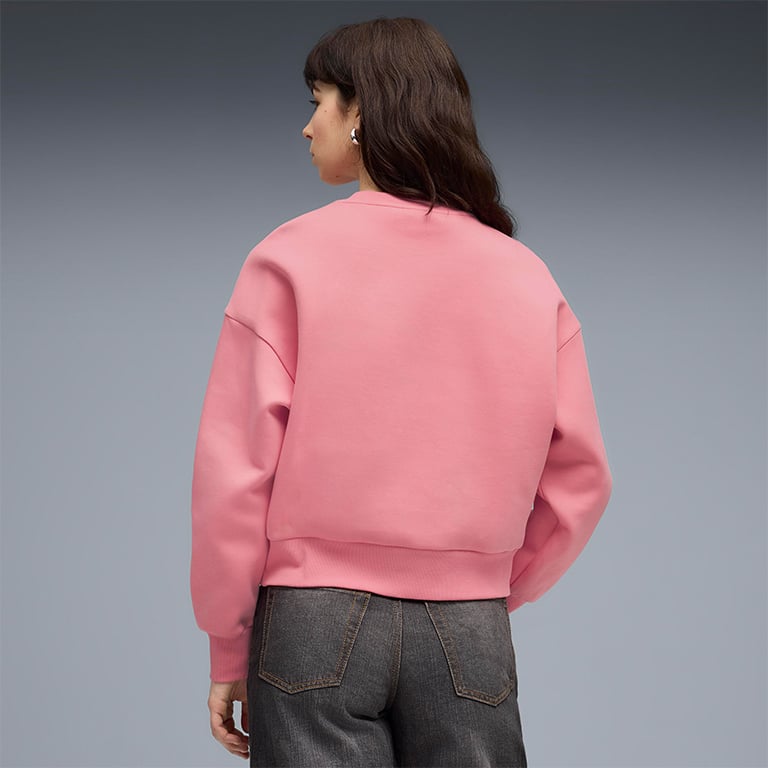 Puma Women's Elevated Oversized Crew Pink Sweatshirt
