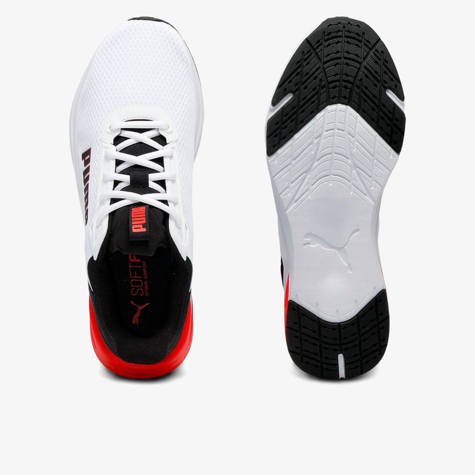 PUMA MEN'S FTR WAVE WHITE/BLACK/RED RUNNING SHOES