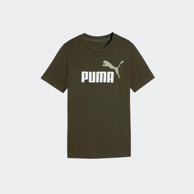Puma Kid's Essentials 2colour Logo Olive Tee