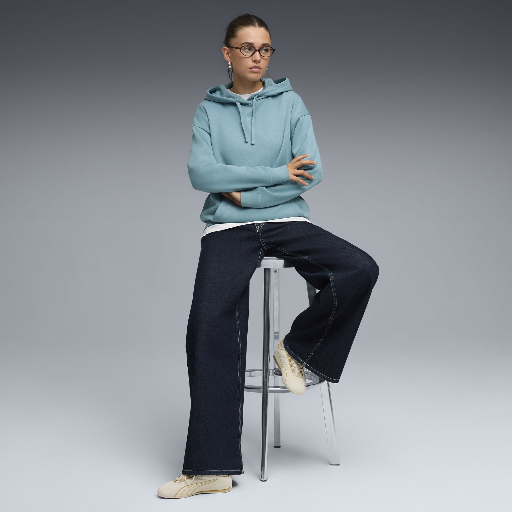 Puma Women's Essentials Fleece Sea Blue Hoodie