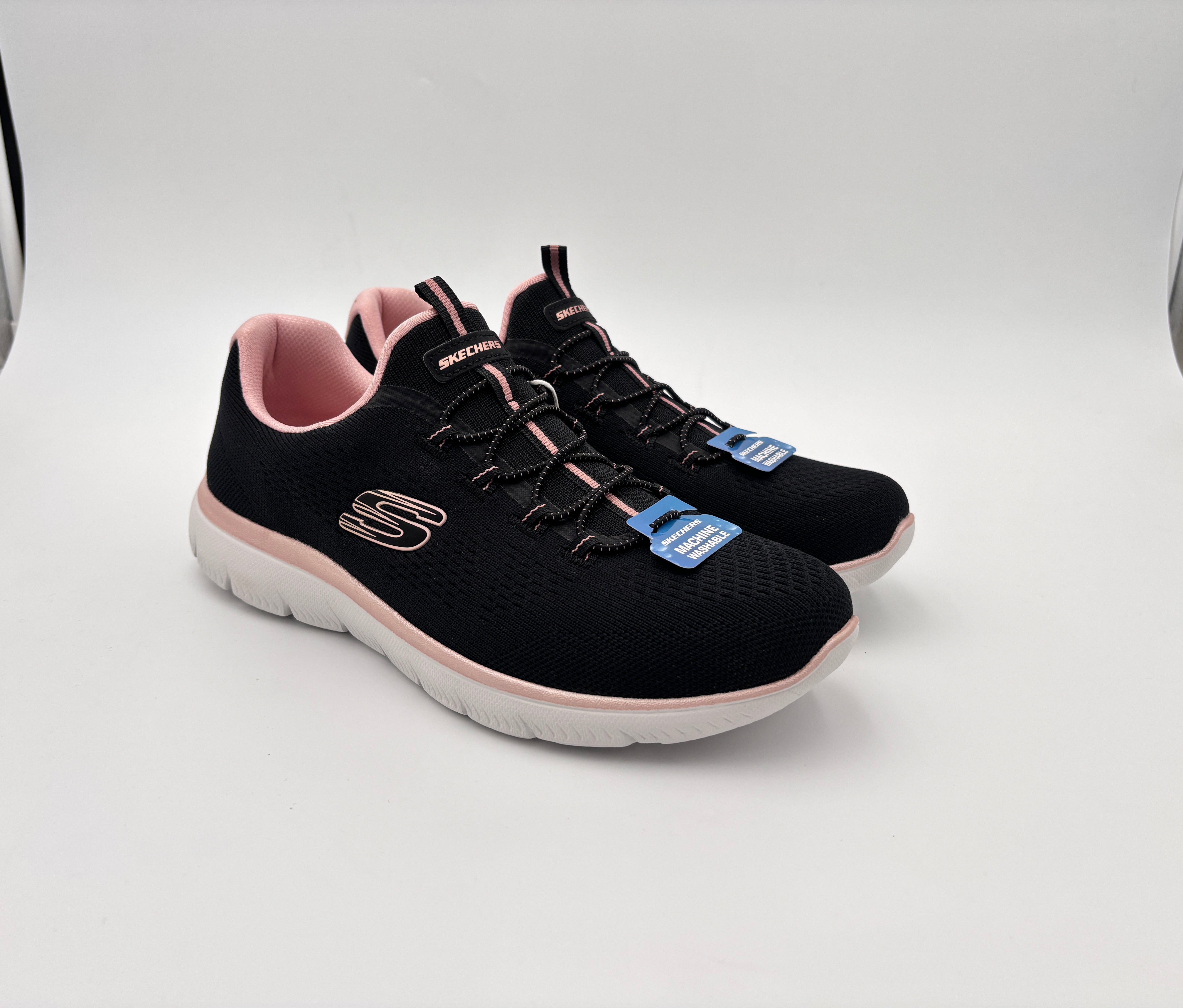 Sketchers Women's Summit Slip-On Black/Pink Walking Shoes