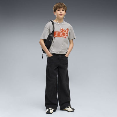 PUMA KID'S ESSENTIALS LOGO LAB RELAXED GRAPHIC GREY/RED TEE