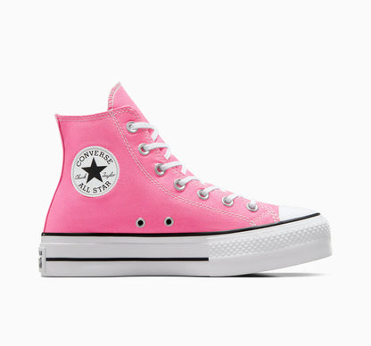 Converse Women's Lift Platform High Top Pink/White Sneaker Shoes