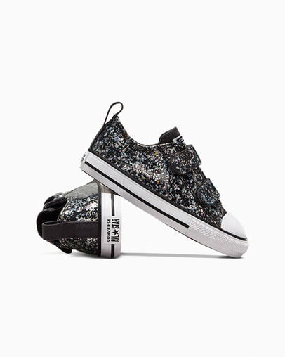 Converse Kids Chuck Taylor All Star Glitter Easy-On Black Shoes
