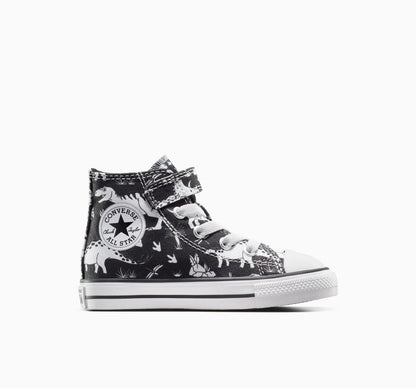 Converse Kid's Chuck Taylor All-Star Dinosaur Hook N' Loop Black/White Sneaker Shoes