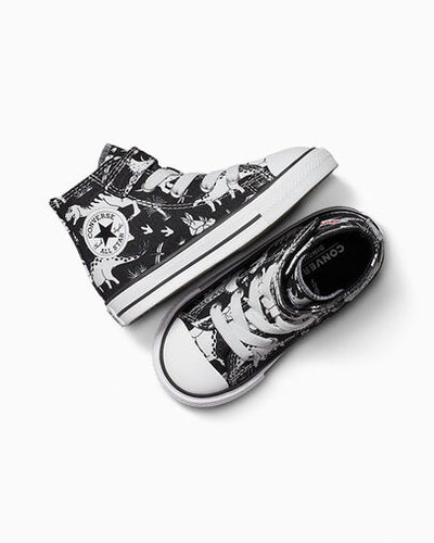 Converse Kid's Chuck Taylor All-Star Dinosaur Hook N' Loop Black/White Sneaker Shoes
