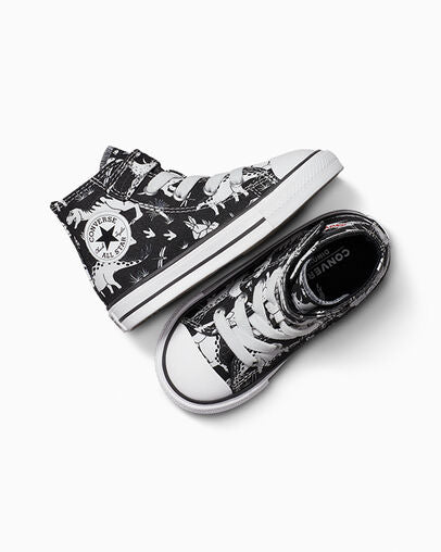 Converse Kid's Chuck Taylor All-Star Dinosaur Hook N' Loop Black/White Sneaker Shoes