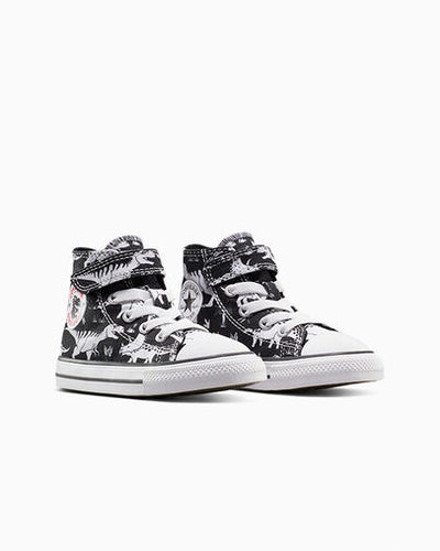 Converse Kid's Chuck Taylor All-Star Dinosaur Hook N' Loop Black/White Sneaker Shoes