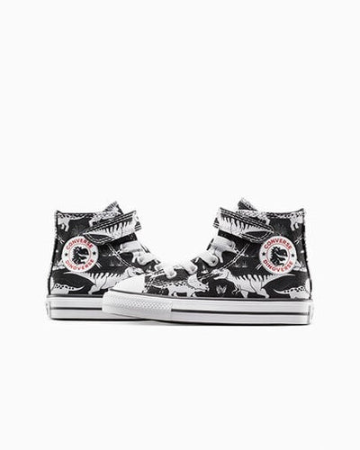 Converse Kid's Chuck Taylor All-Star Dinosaur Hook N' Loop Black/White Sneaker Shoes
