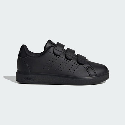 Adidas Kid's Advantage Hook N' Loop Triple Black Sneaker Shoes