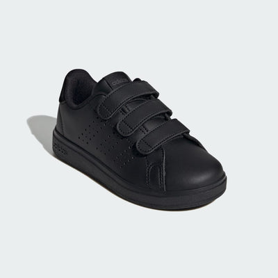 Adidas Kid's Advantage Hook N' Loop Triple Black Sneaker Shoes