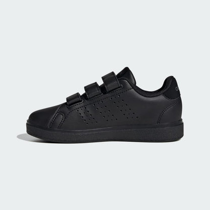 Adidas Kid's Advantage Hook N' Loop Triple Black Sneaker Shoes