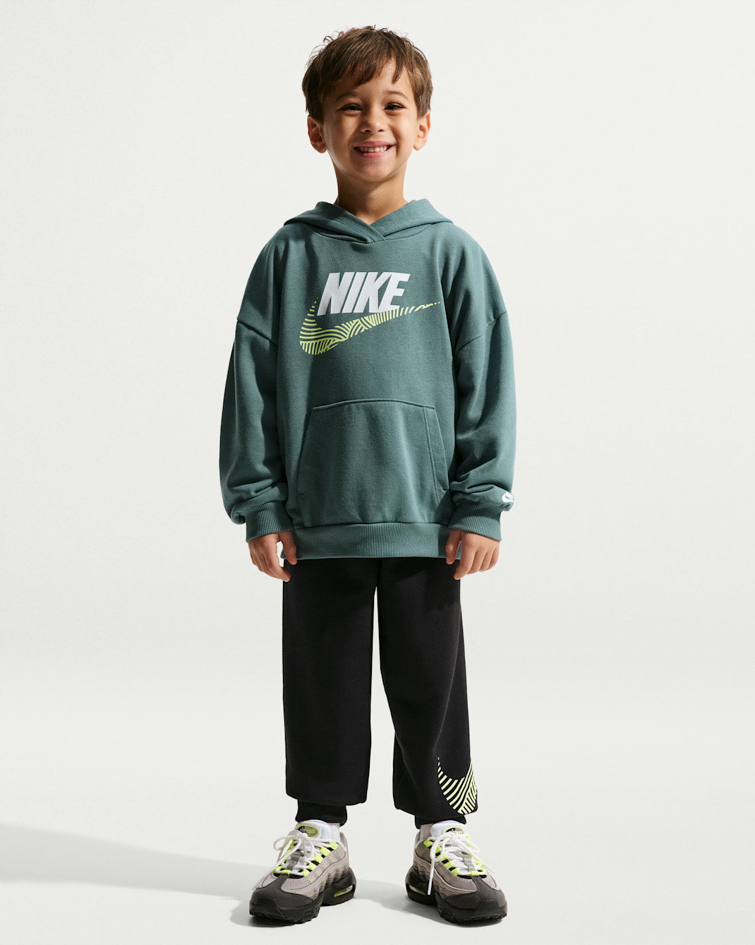 Nike Kid's In The Zone Oversized French Terry Teal Blue/Black Tracksuit Set