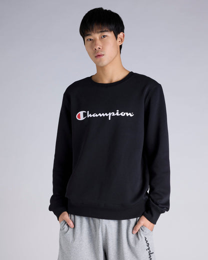 Champion Men's Script Black Crew Sweatshirt