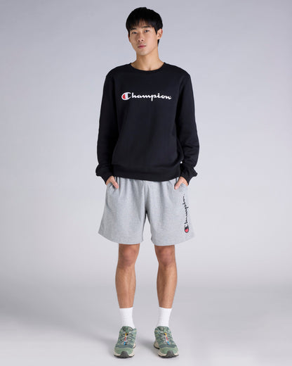 Champion Men's Script Black Crew Sweatshirt