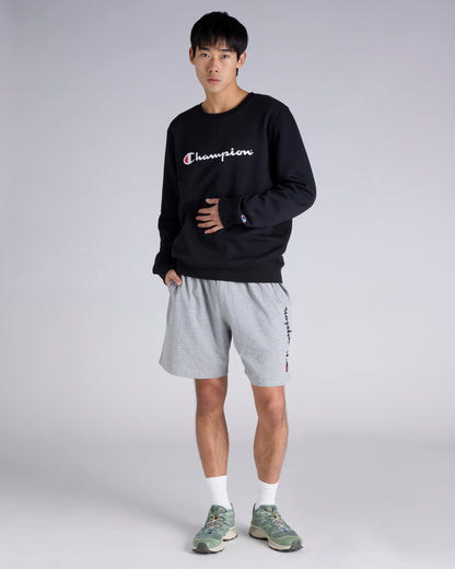 Champion Men's Script Black Crew Sweatshirt