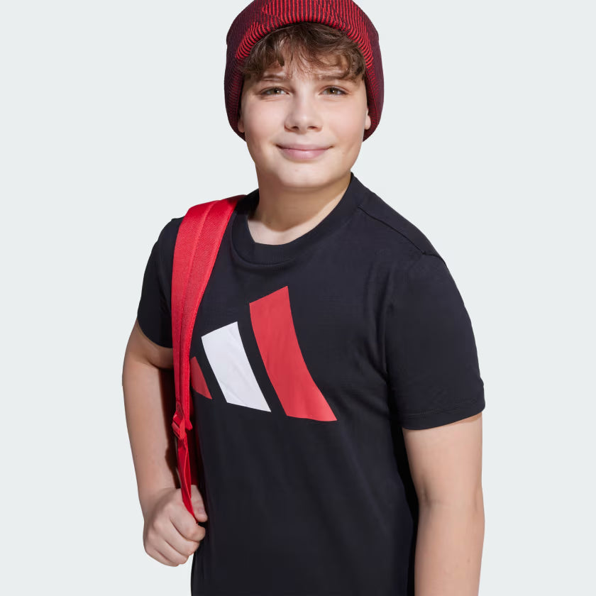Adidas Kid's Big Logo Black/Red Tee