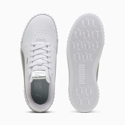PUMA WOMEN'S CARINA 3.0 METALLIC GLAM WHITE/SLIVER SNEAKER SHOES