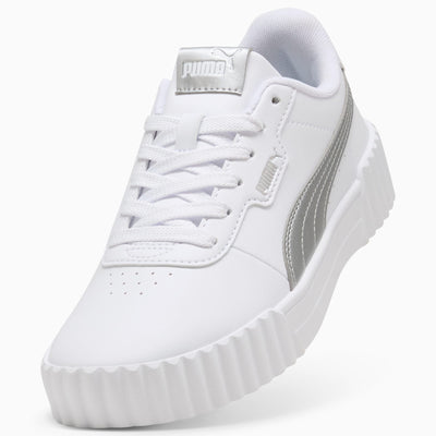 PUMA WOMEN'S CARINA 3.0 METALLIC GLAM WHITE/SLIVER SNEAKER SHOES